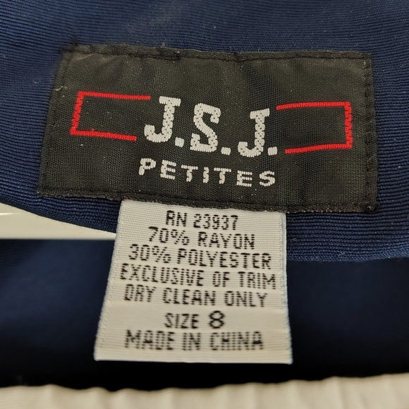 Vintage 80s JSJ Petites Women's Navy Blue Sailor Romper Nautical Size 8 - Picture 9 of 9